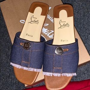 One day price drop Christian louboutin denim flats